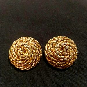 Gold Tone Rope detail Clip on Earrings